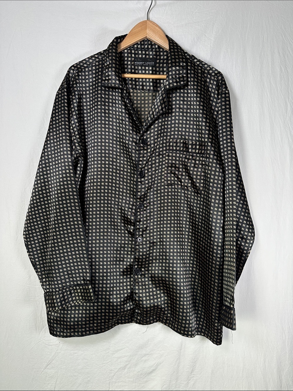 Robert Louis Black Geometric-Print Button-Down Shirt